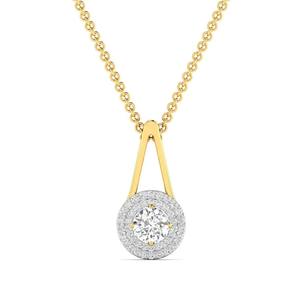 Collier pendentif solitaire en diamant de laboratoire plaqué or, double halo, taille brillant rond, certifié IGI, cadeau de luxe pour femme - Product Image 6