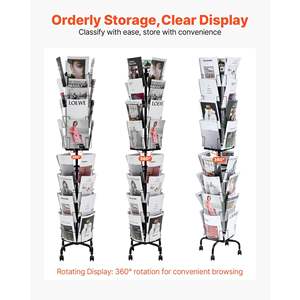 Exhibidor Giratorio de Tarjetas con 32 Bolsillos, Soporte Giratorio de 360 Grados con 4 Ruedas Bloqueables para Exposiciones, Oficinas y Ferias Comerciales - Product Image 4