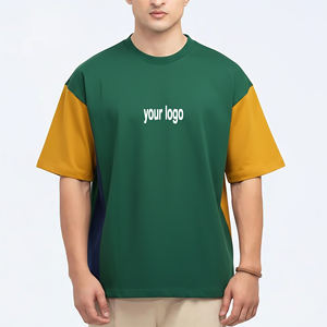 Camiseta de Verano para Hombre, OEM/ODM, Alta Calidad, 100% Algodón, Talla Grande, Moderna, Transpirable, Personalizada, con Bloques de Color - Product Image 1