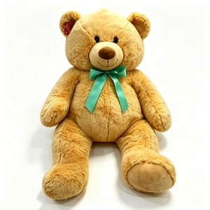 customized <b>large</b> golden brown teddy bear <b>plush</b>, big classic stuffed teddy bear,oversized sitting teddy bear with green satin bow - Product Image 5