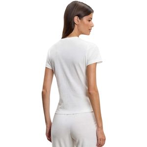 T-shirt personnalisé pour femme, col rond, manches courtes, tissu extensible léger, basique, décontracté, pour la gym, l'entraînement et les sports - Product Image 2