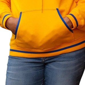 Sweat-shirt à capuche unisexe Sigma Gamma Rho Gold, détails bleus, style streetwear décontracté, confort premium - Product Image 5