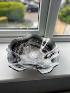 Black & White Marble Resin Bowl with <b>Crystal</b> Center Handmade Decorative Serving Dish Modern Art Centerpiece Bowl - Product Image 5