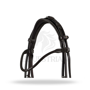 Bridon en cuir roulé FINETTI, marron, taille complète, pour l'équitation anglaise, confort du cheval assuré - Product Image 4