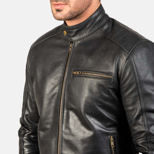 Chaqueta de Motero de Cuero Negra Dean para Hombre, Invierno, Bordada, Resistente al Viento, Transpirable, Ecológica, Antibacteriana, Personalizable - Product Image 3