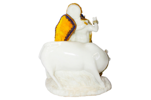 Handmade Resin Religious Figure Lord Krishna Radha <b>White</b> Cow Traditional Design Artistic Handicraft for Home Diwali <b>Table</b> - Product Image 2