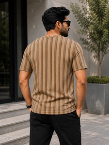 Camiseta de polialgodón informal de manga corta con logotipo personalizado, camiseta polo a rayas para hombre disponible al mejor precio - Product Image 3