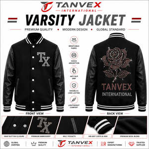 เสื้อแจ็คเก็ตวาร์ซิตี้สำหรับผู้ชาย TANVEX INTERNATIONAL รุ่นรักษ์โลกสำหรับฤดูหนาว ลายดอกกุหลาบพร้อมโลโก้ TX ด้านหน้าและด้านหลัง - Product Image 1