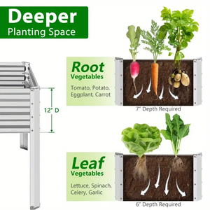 Lit de jardin surélevé en acier galvanisé avec pieds, grande jardinière extérieure en métal pour pots de fleurs et jardinières - Product Image 6