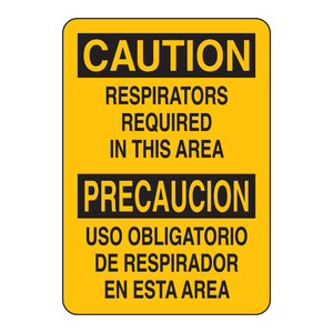 Señal de Advertencia Bilingüe: Se Requieren Respiradores para Áreas Industriales y de Laboratorio - Product Image 1