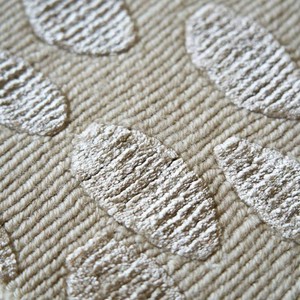 Hand Knotted Wool and Silk <b>Rug</b> with Textured Pebble Motifs Low Pile Beige and Ivory for Neutral Living Room and <b>Bedroom</b> Decor - Product Image 5