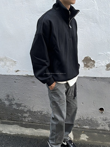 High Quality Casual <b>Hoodies</b> Custom Logo <b>Men</b> <b>Fleece</b> Sweatshirt Quarter 14 Half Zip up High Neck <b>Oversize</b> Pullover <b>Hoodies</b> - Product Image 5