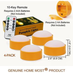 Set di 4 Luci LED a Forma di Zucca Arancione per Halloween con Timer e Telecomando, Decorazioni Jack-O'-Lan a Batteria - Product Image 3