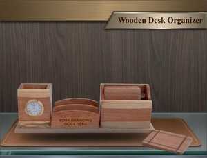 Elegant Analog Office Table Phone Holder Luxury Quartz Type Wooden Pen Stand Customized Desktop Decoration Gift for Employees - Product Image 3
