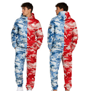 Y2K Street Style Custom Half Camo Hooded Tracksuit Set Men Full Zip Jogging Suit Lightweight Sportswear Private <b>Label</b> Hoodies - Product Image 1