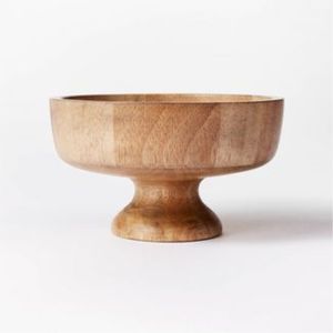 Cuenco de Pedestal de Madera de Mango Festoneado Hecho a Mano - Cuenco Decorativo de Madera Acanalado para Frutas, Centro de Mesa, Vajilla y Decoración del Hogar - Product Image 3