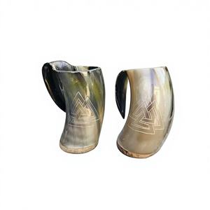 Ensembles de cadeaux de tasses à bière de logo personnalisé artisanat naturel tasse à corne de Viking tasses à bière réutilisables pour pique-nique camping fêtes utilisation - Product Image 1