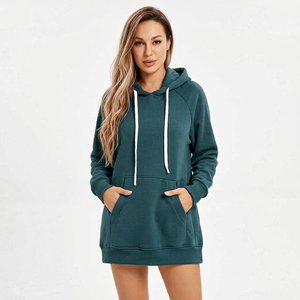 Custom <b>Women's</b> <b>Longline</b> Hoodie Heavy Cotton Fleece <b>Sweatshirt</b> Oversized Casual Urban Clothing Wholesale Streetwear Manufacturer - Product Image 2