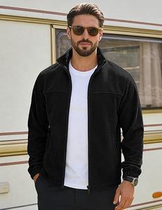 Men's Full Zip Fleece Jacket Stand Collar Windproof Casual Outerwear Autumn Warm <b>Lightweight</b> <b>Coat</b> - Product Image 2