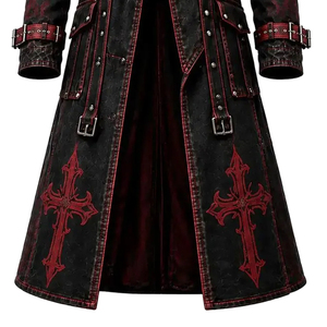 Gabardina de Cuero Victoriana Gótica para Hombre, Diseño Personalizado, con Bordado de Cruz, para Disfraces de Halloween y Fiestas - Product Image 5