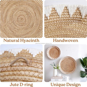 Panier mural décoratif en jonc de mer tressé, style Art Déco, pour anniversaire, extra large, D22 pouces, 19 pouces, 15 pouces - Product Image 4