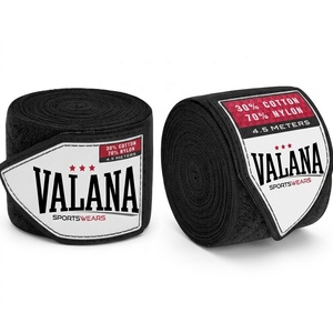 Bandages de sport professionnels Valana 4,5 mètres en mélange coton-nylon pour boxe et MMA, rouge, bleu, noir, unisexe - Product Image 2