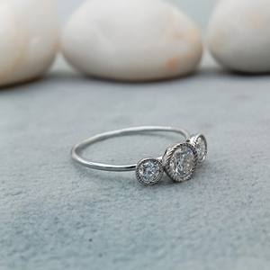 Anillo de Compromiso y Boda Solitario de Moissanita con Diamante Cultivado, Corte Brillante, Color D, Chapado en Oro Rosa de 14K, Certificado - Product Image 3