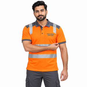 Hi <b>Vis</b> <b>Polo</b> <b>Shirt</b> Reflective Workwear for Construction Crews Warehouse Staff and Road Maintenance Teams Short Sleeve - Product Image 4