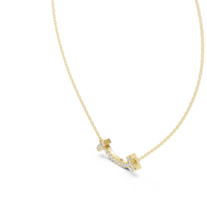 Pendentif en diamant de laboratoire taille ronde, collier barre incurvée en or massif 14K 18K, 0,40 CT DEF VVS, bijoux fins de fiançailles, vente en gros ODM - Product Image 4