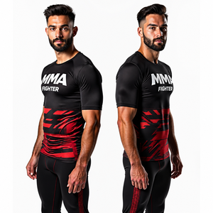 เสื้อรัดกล้ามเนื้อแขนยาวแบบสั่งทำพิเศษสำหรับ MMA ยิวยิตสู BJJ เสื้อฝึกซ้อมสำหรับการต่อสู้ ยืดหยุ่น น้ำหนักเบา แห้งเร็ว - Product Image 2