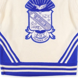 Cardigan en tricot bleu pour homme Phi Beta Sigma, pull en tricot pour homme, col en V, bleu et crème, blason brodé, manches longues, vêtements d'hiver - Product Image 3