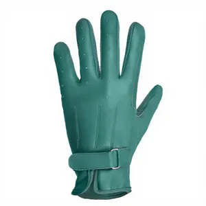 Gants en cuir vert à doigts entiers avec sangle de poignet réglable pour usage extérieur, gants d'équitation unisexes, style été - Product Image 6