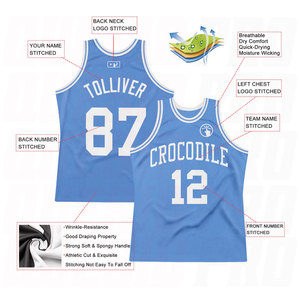 Custom Light Blue White Authentic Throwback Basketball Jersey <b>No</b> <b>Logo</b> Premium Sublimation Basketball Uniform - Product Image 4