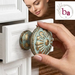 Cast Iron Industrial Durable Adjustable Round Cabinet <b>Knob</b> with Flower Design <b>for</b> Home Office Dining Drawer <b>Dresser</b> - Product Image 5