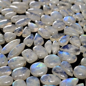Lote al por mayor de pares de piedras de piedra lunar arcoíris natural para la fabricación de joyas, 12x8x3mm 21x6x3mm, promedio 9 quilates - Product Image 4