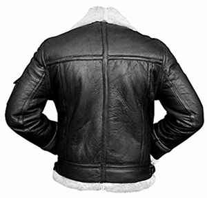 Blouson Bomber en Cuir Véritable pour Homme, Doublure Sherpa, Fermeture Éclair, Vêtement d'Hiver, Style Moto Biker, Manteau Chaud et Épais - Product Image 3