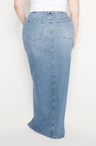 Jupe en jean fendue haute pour femme, style Y2K, avec poches, taille haute, boutonnée, décontractée, tendance, prête à être expédiée, coupe trapèze midi - Product Image 4
