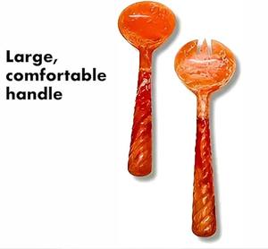 Juego de cuchara y tenedor para ensalada de resina moderna, mango largo, ecológico, apto para lavavajillas, elegante vajilla para fiestas, de la India. - Product Image 4