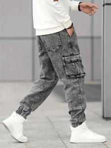 Joggers en jean de style vintage haut de gamme pour hommes, coupe droite, en coton mélangé, pour le sport et le streetwear - Product Image 2