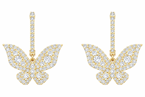Pendientes colgantes de mariposa con circonita cúbica, hechos a mano, con diamantes, plata de ley 925, chapados en oro de 18k, para mujer - Product Image 2