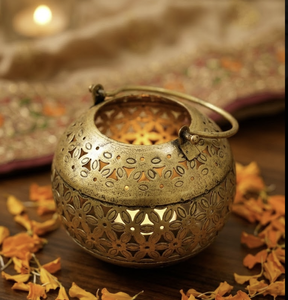 Support de bougie votive artisanal en laiton finition antique, produit de décoration intérieure, artisanat, éclairage et lampe, lanterne décorative - Product Image 2