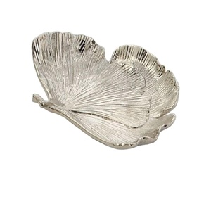 Home Accessories Table Decoration Silver Leaf Dish Decorative <b>Trays</b> Metal Gingko Leaf Style Fruits Snacks Serving <b>Tray</b> Handmade - Product Image 1