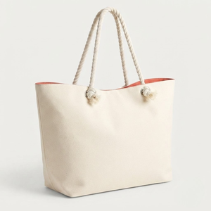 Sac fourre-tout de plage écologique à imprimé coquillages, réutilisable, grande capacité, sac à bandoulière, poignée en corde, fermeture éclair, pour femmes - Product Image 6