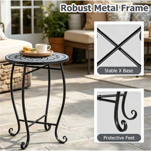 Tavolino Laterale in Metallo Blu da 14 Pollici per Interni ed Esterni, Base a X, Resistente, Supporto per Piante, per Patio, Giardino, Soggiorno, Tavolino Decorativo - Product Image 4