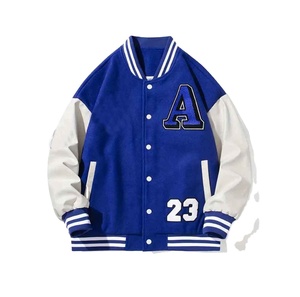 Chaqueta Universitaria Varsity de Lana 100% Nueva, Personalizada, de Manga Larga, Bordada, Estilo Urbano, con Mangas de Cuero y Letras para Hombre - Product Image 5