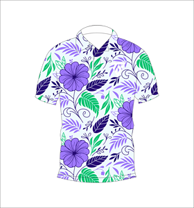 Custom <b>White</b> Purple Tropical Floral Print <b>Polo</b> Shirt Short Sleeve Breathable Casual Golf Uniform T Shirt for Men - Product Image 1