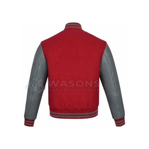 <b>Neutral</b> Style School Fashion Letterman Jacket Leather Sleeves And Contrast Color Sleeves Style - Product Image 6