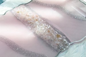 Handmade Sparkly <b>Silver</b> Glitter Resin Tray with Crystal <b>Silver</b> Handles Luxury Handmade Vanity W/Crystals <b>Coffee</b> - Product Image 3