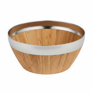 Georgios Wooden & Metal Serving Bowls In Round Shape Home Hotels Tabletop Kitchenware <b>Dinnerware</b> Food Serving Bowls - Product Image 1