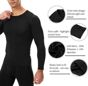 Chemise de performance à manches longues pour homme, compression, séchage rapide, écologique, coupe ajustée, spandex/polyester, sous-vêtement de sport - Product Image 6